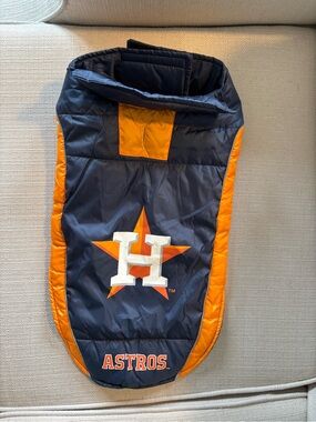 Pets First Navy and Orange Houston Astros Quilted Dog Jacket